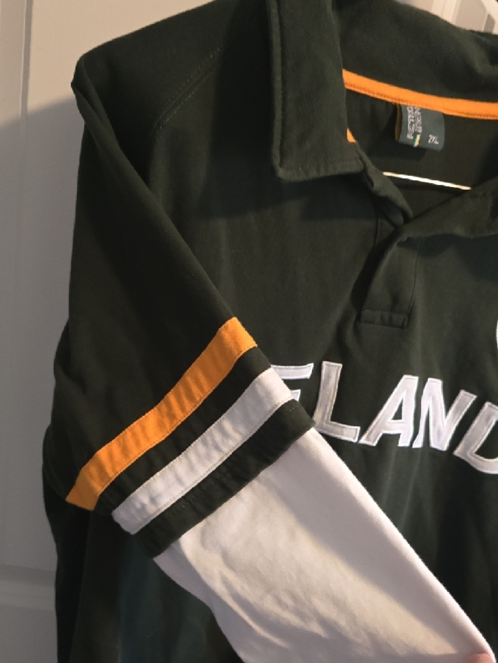 Etro Dark Green Long Sleeve Polo with White & Gold Stripes - Picture 6 of 6